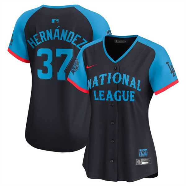 Women%27s National League #37 Teoscar Hernandez Navy 2024 All-Star Limited Stitched Baseball Jersey(Run Small)